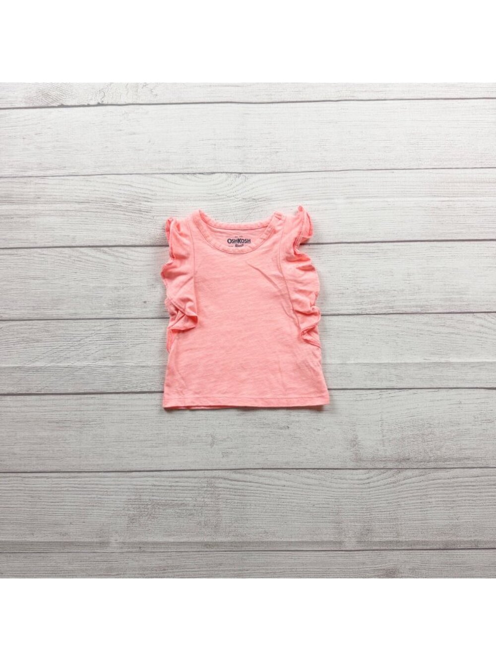 OshKosh Bgosh Pink Ruffled Tank Top Soft Cotton Blend Sleeveless 6-9 Months